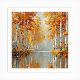 Birch Trees In Autumn Art Print