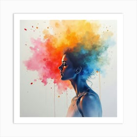 Watercolor Of A French Artist With A Canvas, Vibrant And Creative Ambiance 1 Art Print