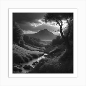 Black And White Landscape Painting Art Print