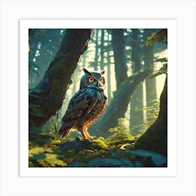 Owl In The Forest 227 Art Print