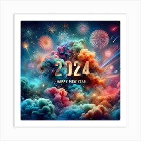 Happy New Year 2024 Art Print