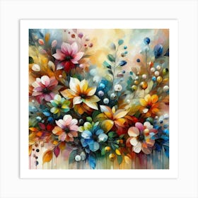 Flowers oil painting abstract painting art 10 Art Print