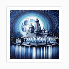 Moonlight Over A Temple Art Print