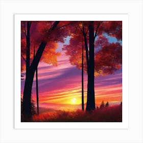 Sunset In The Forest 33 Art Print