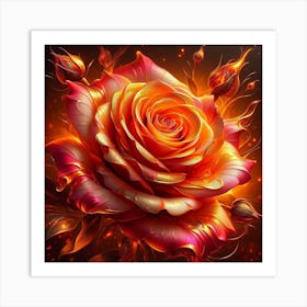 Fire Rose Art Print