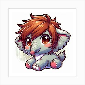 Cute Kawaii Elephant Art Print