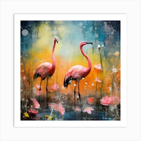 Pink Flamingos Art Print