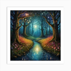 Fairytale Forest The Magic of Watercolor: A Deep Dive into Undine, the Stunningly Beautiful Asian Goddess 1 Art Print