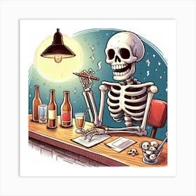 Skeleton At The Bar 1 Art Print
