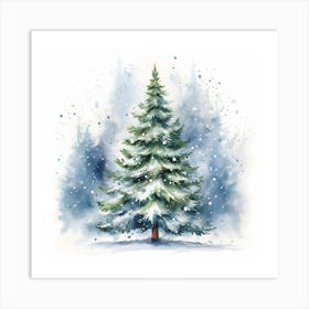 Watercolor Christmas Tree Art Print