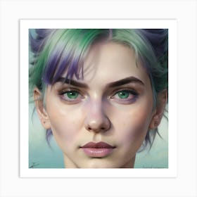 Girl With Green Hair Art Print