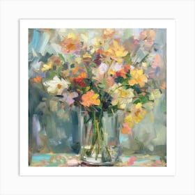 Abstract Oils Floral Vase 2 Art Print