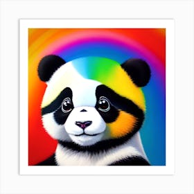 Panda Bear Rainbow Art Print