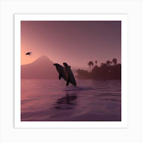 Dolphins Jumping In The Water Art Print