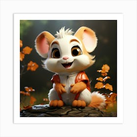 Cute Mouse In Autumn Art Print