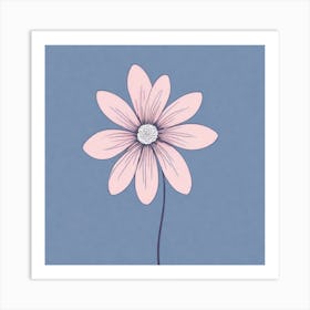 A White And Pink Flower In Minimalist Style Square Composition 487 Art Print