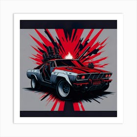 Car Red Artwork Of Graphic Design Flat (29) Art Print