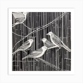 Birds In The Rain Art Print