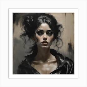 Beautiful Woman Black Scalapendra Beautiful Cinematic Impressionistic Painting Dark Dramatic Char Art Print