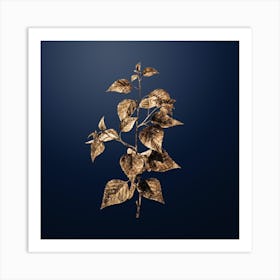 Gold Botanical Black Birch on Midnight Navy n.0589 Art Print