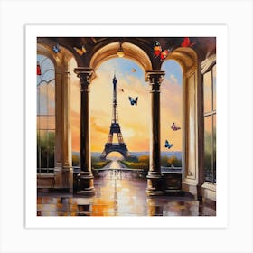 Paris With Butterflies 48 Art Print