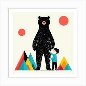 Bear And A Boy 4 Art Print