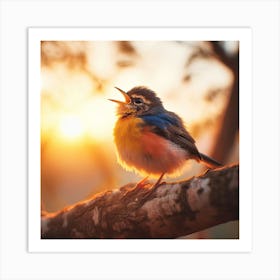 Bird Singing At Sunset Art Print