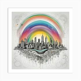 Rainbow City Skyline 8 Art Print