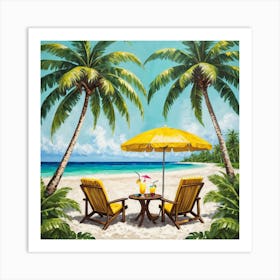 Two Chairs On The Beach 3 Art Print