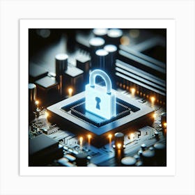 Padlock On A Circuit Board 1 Art Print