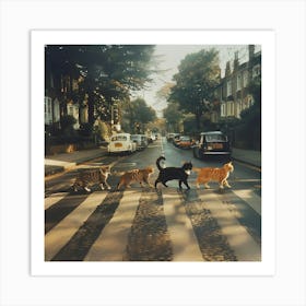 Abbey Road Cats Art Print