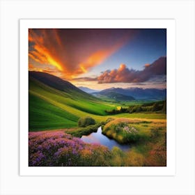 Sunset In The Mountains 20 Art Print