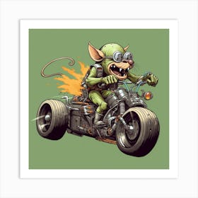 Rat On A Motorcycle Art Print