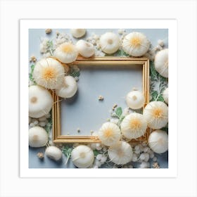 White Flowers In Frame Art Print