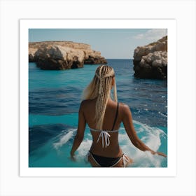 Beautiful Woman In The Sea Art Print