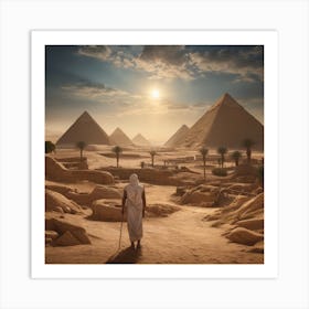 Ancient Egyptian Landscape With One Man 2 Art Print