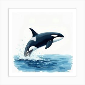 Orca Whale Jumping Art Print