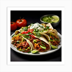 Mock Up Spicy Savory Tortilla Salsa Guacamole Cilantro Lime Beans Cheese Fillings Sauces (1) Art Print