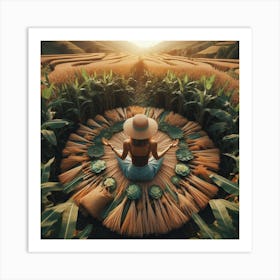 Meditating Woman In A Field Art Print