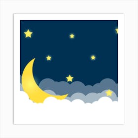 Moon And Stars 4 Art Print