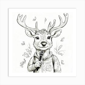 Deer With Microphone 7 Art Print