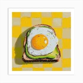 Avocado Egg On Toast Yellow Checkerboard 3 Art Print