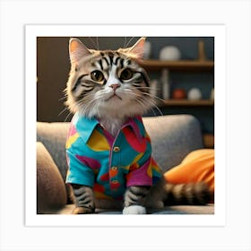 Cat In A Shirt Art Print