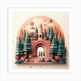 Illustration Of A Forest Art Print