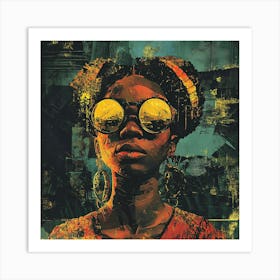 African Woman With Sunglasses Art Print