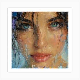 Portrait Of A Woman With Blue Eyes 1 Art Print