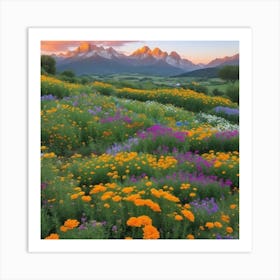 Wildflowers At Sunset 3 Art Print