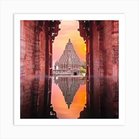 Sunrise At A Temple Art Print