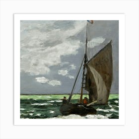 Sailboat In Rough Seas Art Print