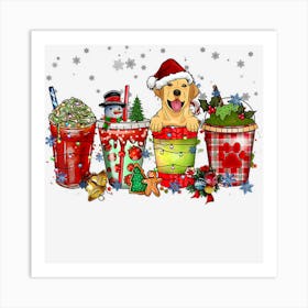 Labrador Iced Latte Snowmen Sweets Snow Christmas Coffee Art Print